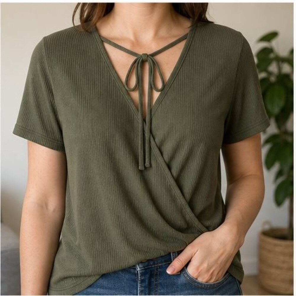 Olive Ruffle Blouse - Picture 2 of 6